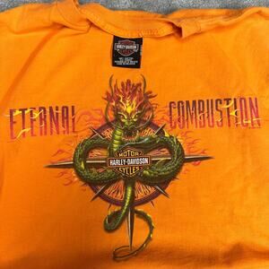 Vintage Harley Davidson Graphic Tee Shirt Size Large Dragon Y2K Baggy Skater